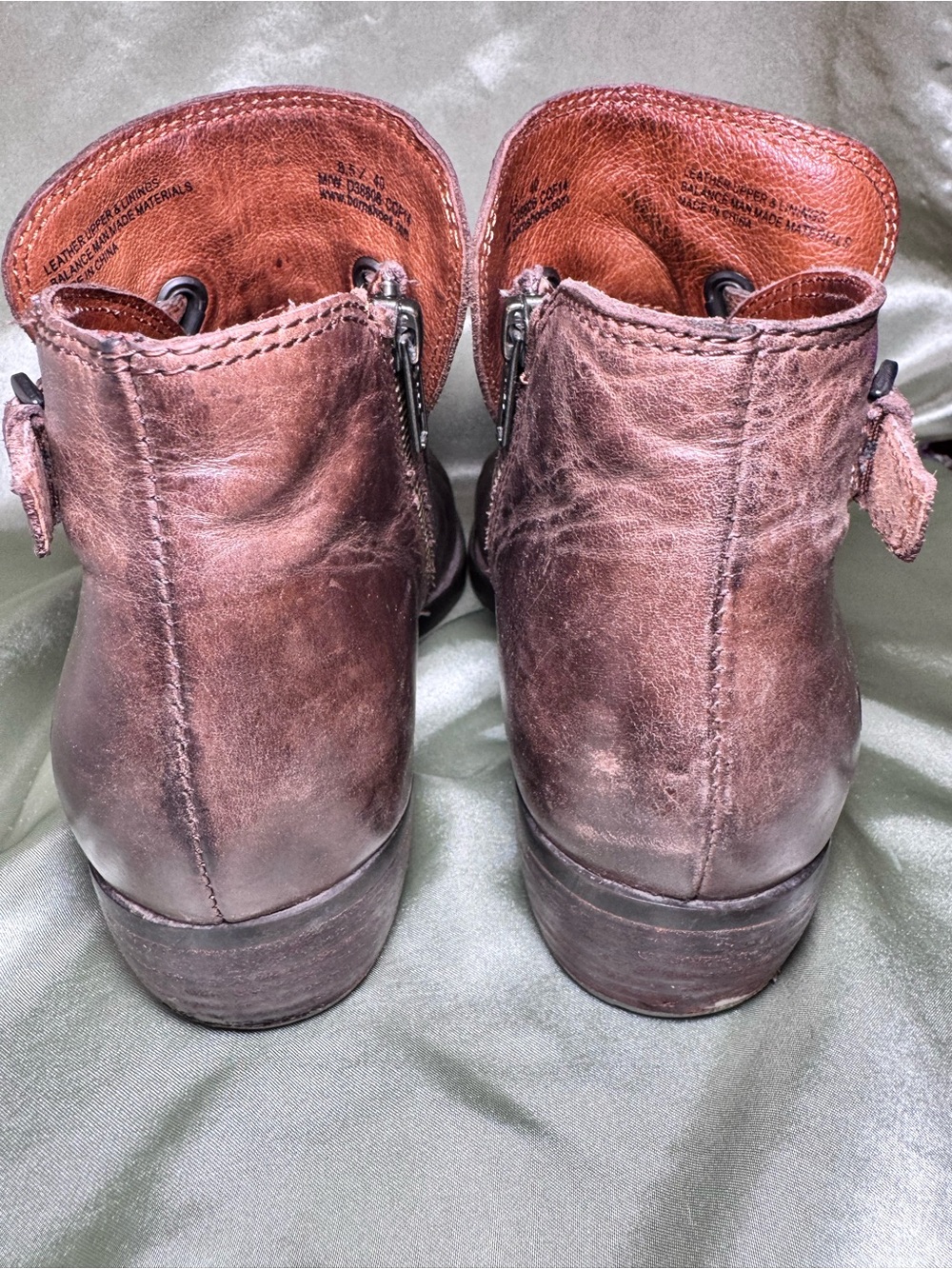 Born Brown Leather Buckle Strap Ankle Boots D38606 COF14 Women’s Size 8.5 - Picture 3 of 8